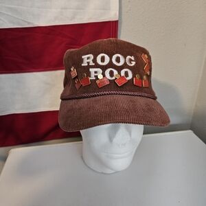 Brown Corduroy Roog Poo‎ Hat with Embroidered Design And Pins Trucker
